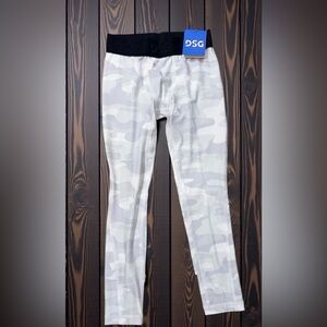 DSG Kids' White Gray Camo Full Length Compression Athletic Leggings S NWT